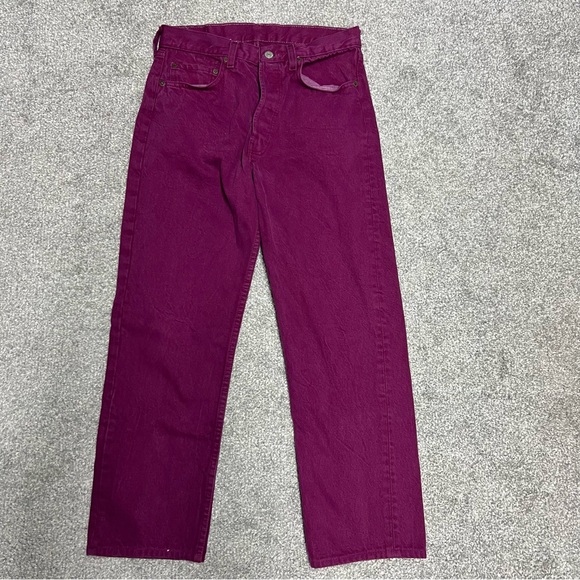Levi's Denim - Vintage Levis 501 Jeans Womens 32 29x27 Actual Magenta Straight Denim USA 80s